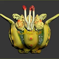 Colorful Sea Creature With Yellow Body Green Stripes And Red Spots