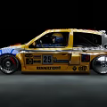 Dynamic Modified Racing Car With Yellow Blue Body Sponsor Logos And Number 25