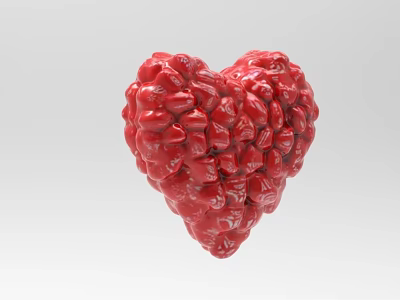 Vibrant Red Heart Shaped 3D Model With Detailed Textured Surface Rendering 3d model