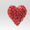Vibrant Red Heart Shaped 3D Model With Detailed Textured Surface Rendering