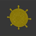 Decorative 3D Model Silver Ship's Wheel Equipment With Intricate Pattern And Metal Handles