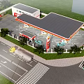 China National Petroleum Modern Petrol Station With Multiple Fuel Pumps Bright Lighting And White Car