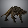 3D Model Of Fantasy Armored Reptile Character With Spiked Shell And Thick Limbs