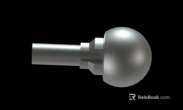Silver Metal Mechanical Component With Spherical Head And Cylindrical Shaft 3d model 