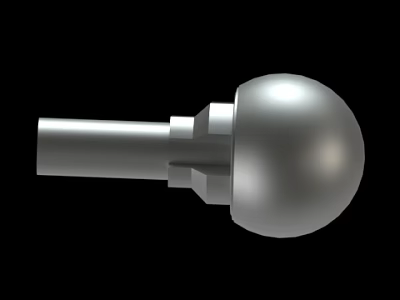 Silver Metal Mechanical Component With Spherical Head And Cylindrical Shaft 3d model