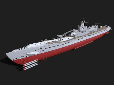Realistic 3D Model of White Red Ship With Deck Chimney Antenna and Hull 3d model