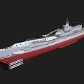 Realistic 3D Model of White Red Ship With Deck Chimney Antenna and Hull