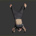 Child bending backward in yoga pose wearing sportswear on dark background 3d model