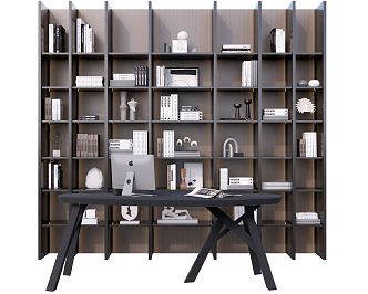 Modern desk and chair bookcase 3d model