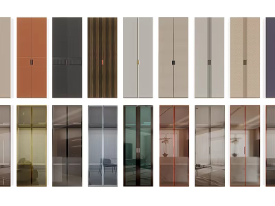 Display Of Wardrobe Doors In Varied Styles Colors Materials And Glass 3d model