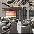Elegant Modern Bar Interior Design With Chandeliers Comfortable Sofas And Ambient Lighting