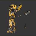 Detailed Yellow Mechanical Robot Character With Weapon Accessory And Armor Details 3d model