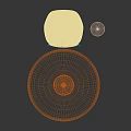 Modern Round Marble Top Dining Table Set With Brass Base And Beige Upholstered Chairs