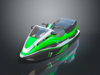 Green Hydrosport Jet Ski With Modern Sleek Design Streamlined Body And Solar Panel 3d model