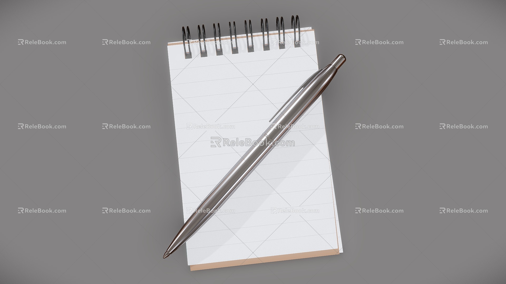 Notes booklet and pen 3d model