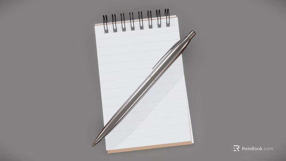 Ceiling Design Planning Notebook With Silver Pen And Blank Lined Pages 3d model 