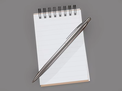 Ceiling Design Planning Notebook With Silver Pen And Blank Lined Pages 3d model