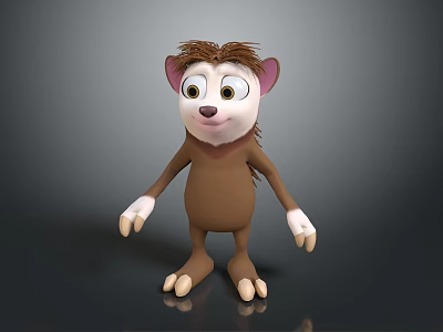 Cartoon Hedgehog Game Character With Big Eyes Brown Body And Clawed Limbs 3d model