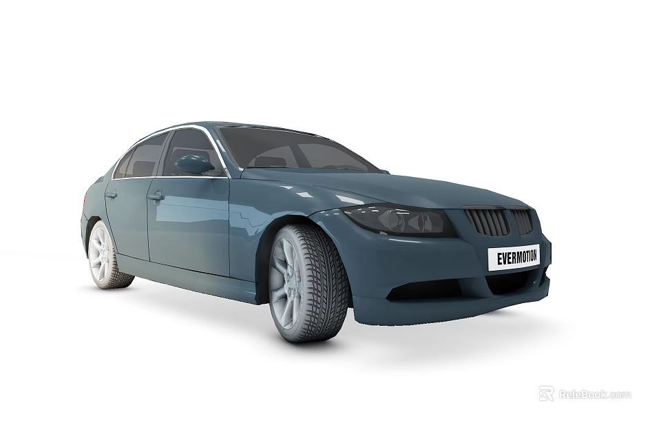Blue Modern Sedan Car With Sleek Exterior Design Front Grille And Alloy Wheels 3d model 