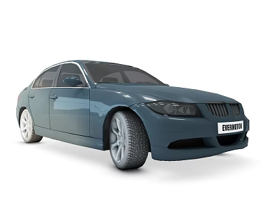 Blue Modern Sedan Car With Sleek Exterior Design Front Grille And Alloy Wheels 3d model