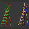 Colorful Metal Ladders In Various Colors Standing On Reflective Floor