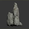 Three Gray Stones With Rough Surface And Natural Texture On Reflective Background