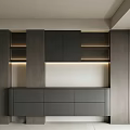 Modern Gray Wine Cabinet Design With Sleek Lighting And Storage Spaces