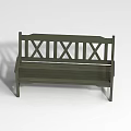 Green Wooden Outdoor Bench With Cross Back Design For Garden Seating