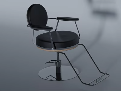 Modern Black Leisure Chair With Metal Frame Round Seat And Footrest 3d model