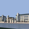 Modern School Building With Multi Story Structure Multiple Windows And Waterfront View