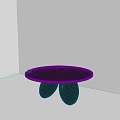 Black Round Coffee Table With Two Oval Shaped Legs In Minimalist Style 3d model
