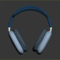 Comfortable Computer Headphones With Blue Headband And Woven White Ear Cups