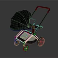 Sleek Modern Baby Stroller With Black Canopy Gold Frame And Wheels