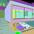 Modern Detached Villa Exterior With Glass Facade Double Garage And Palm Trees