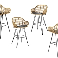 Nordic Simple Rattan Bar Stool Bar Stool Simple Bar Stool Rattan Stool 3d model