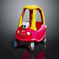 Red Electric Toy Car With Yellow Roof Cartoon Face And Big Eyes For Kids