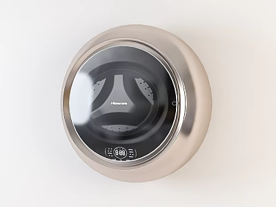 Hisense Modern Washing Machine With Transparent Door And Digital Display Round Design 3d model