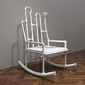 Stylish Black Frame Rocking Chair With White Cushion On Wooden Floor