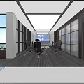 Modern Public Office Space With Open Layout Desks Computers Green Plants And Large Windows