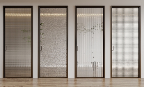 Modern swing door glass single door combination 3d model