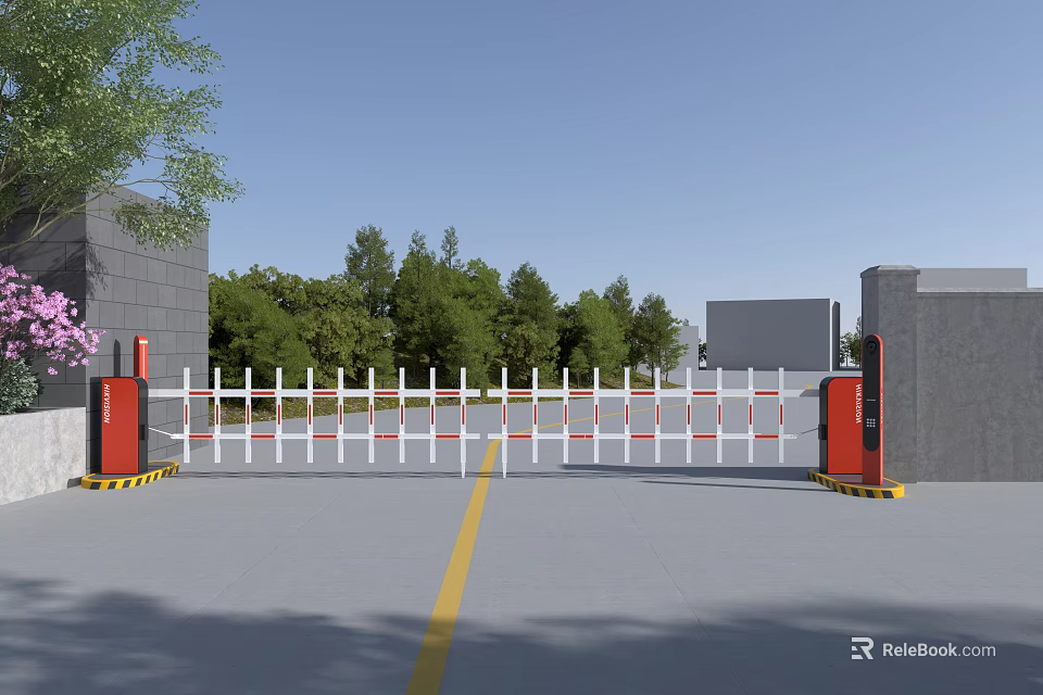 Modern Automatic Double Fence Barrier Gate System For Parking Lot Vehicle Access Control 3d model 