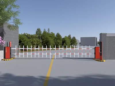 Modern Automatic Double Fence Barrier Gate System For Parking Lot Vehicle Access Control 3d model