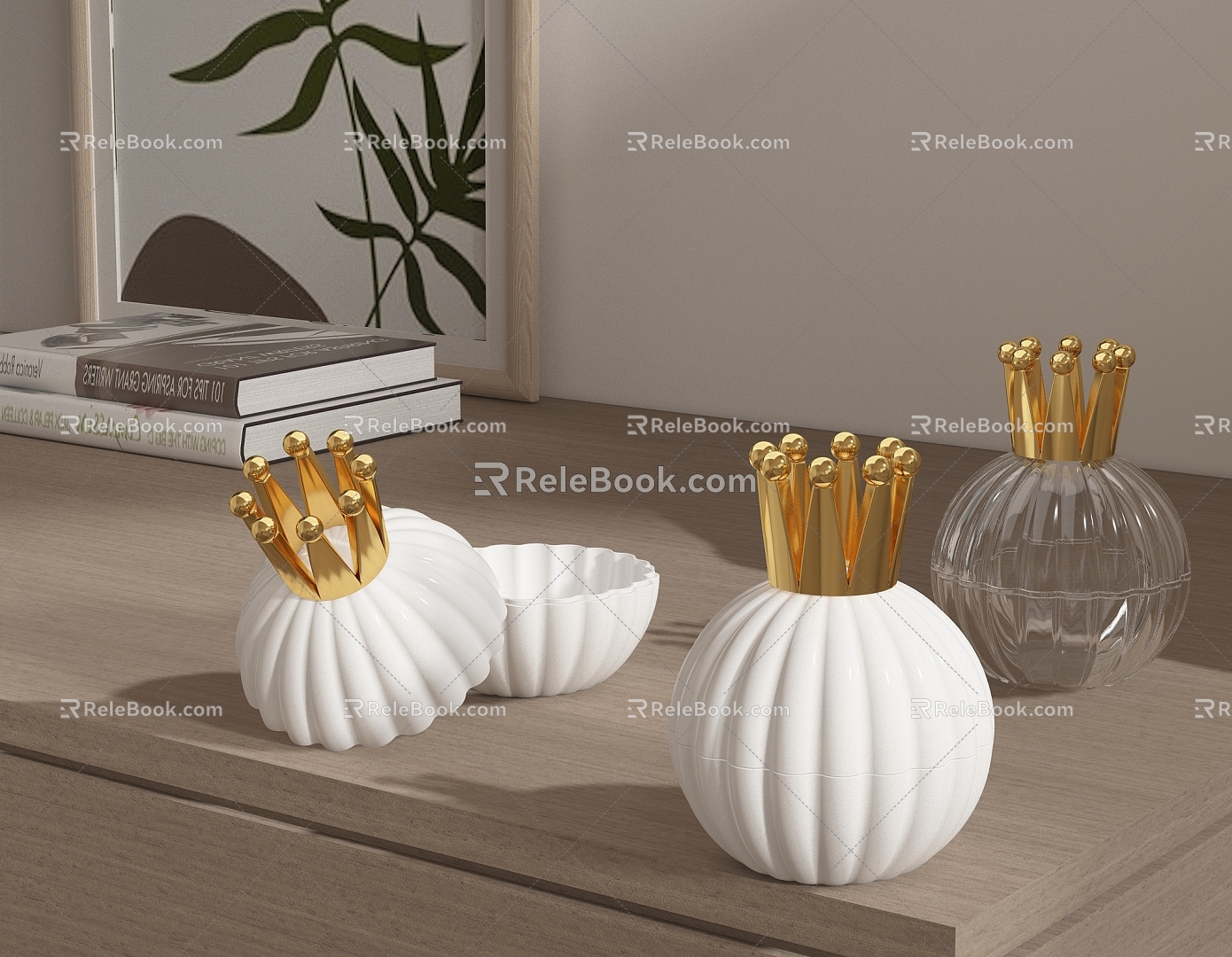 Ceramic jewelry box crown 3d model