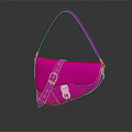 Stylish Pink Shoulder Handbag With Metallic Buckle Adjustable Strap And Sleek Design