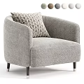 Gray Fabric Accent Chair With Curved Arms Geometric Pattern Pillow And Black Legs