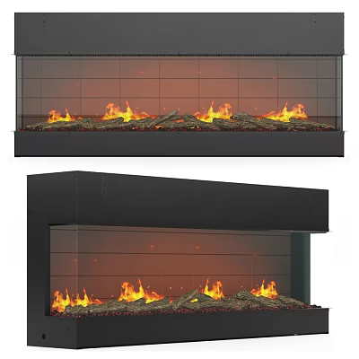 Modern Glass Panel Fireplace With Realistic Burning Flames And Sleek Design 3d model