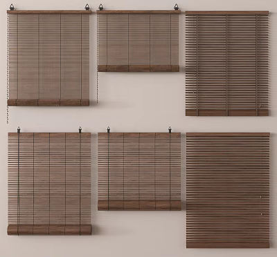 Various Styles of Wooden Window Blinds for Home Interior Decoration and Use 3d model
