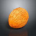Fresh Orange Coconut With Fibrous Surface On Dark Background Showing Reflection 3d model