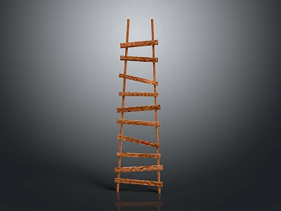 Wooden Multi Tier Ladder Shelf For Home Storage And Decorative Use 3d model