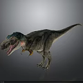 Detailed Tyrannosaurus Rex With Blue Head Green Body Orange Accents Open Mouth And Standing Pose